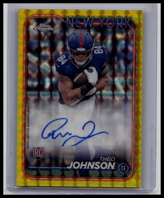 THEO JOHNSON 2024 Topps Chrome YELLOW GEOMETRIC REFRACTOR /75 Giants RC!
