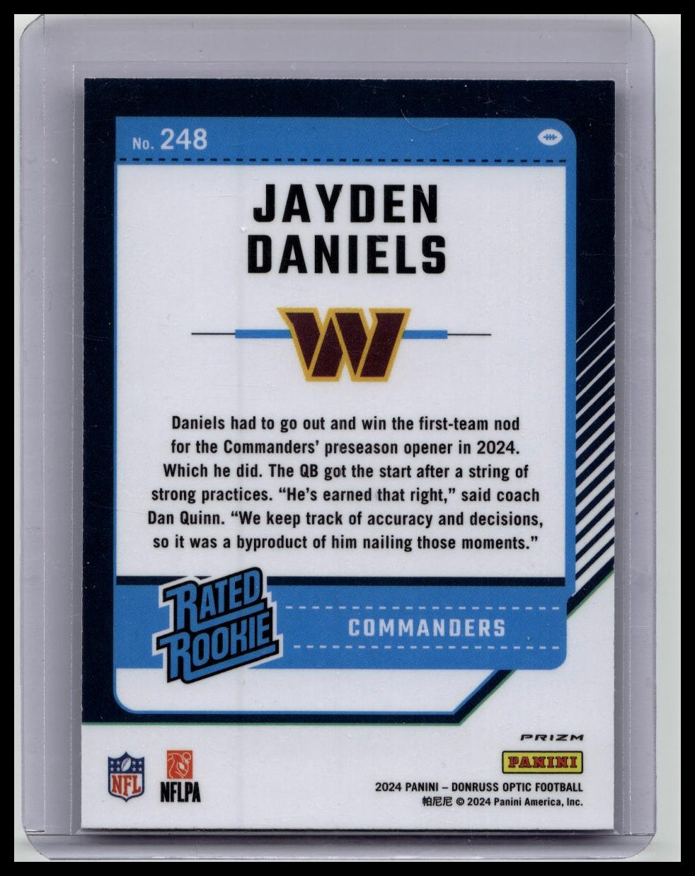 2024 Panini Optic Jayden Daniels Pink Prizm Rated Rookie