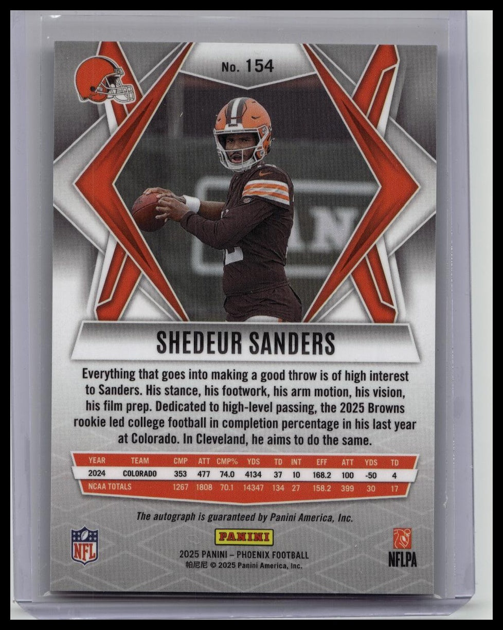 2025 Panini Phoenix Shedeur Sanders RC Hyper Auto #154 Rookie Card Browns