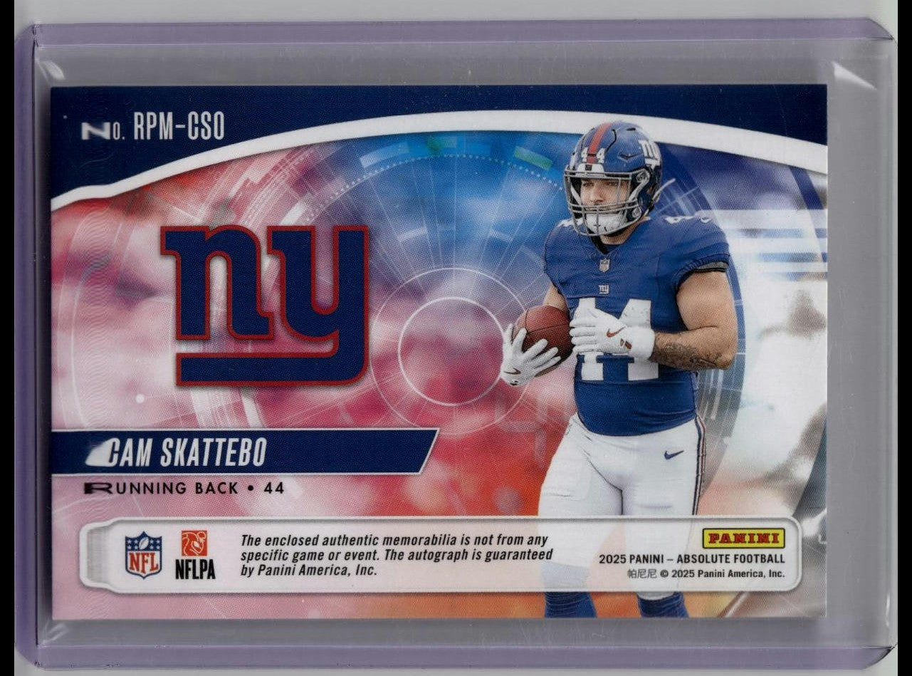 2025 Absolute Cam Skattebo /299 RPA Rookie 2 Color Patch Auto RC Giants