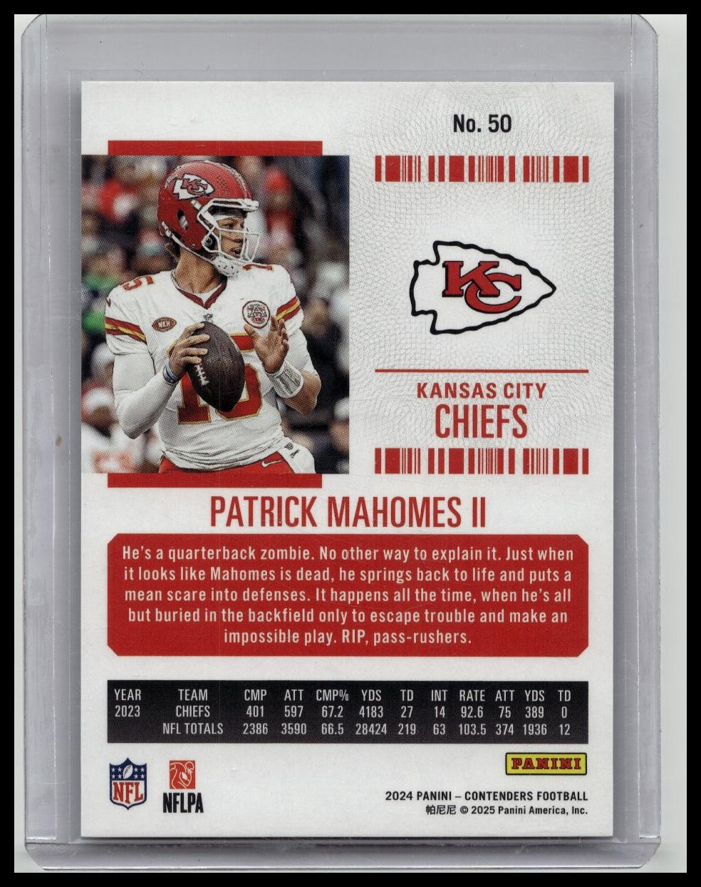 2024 Contenders Patrick Mahomes II Playoff Ticket #/199 Chiefs