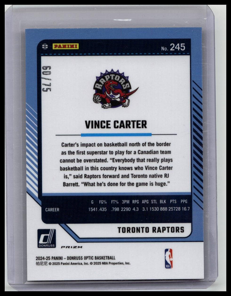 2024-25 Donruss Optic Vince Carter Fast Break Red /75