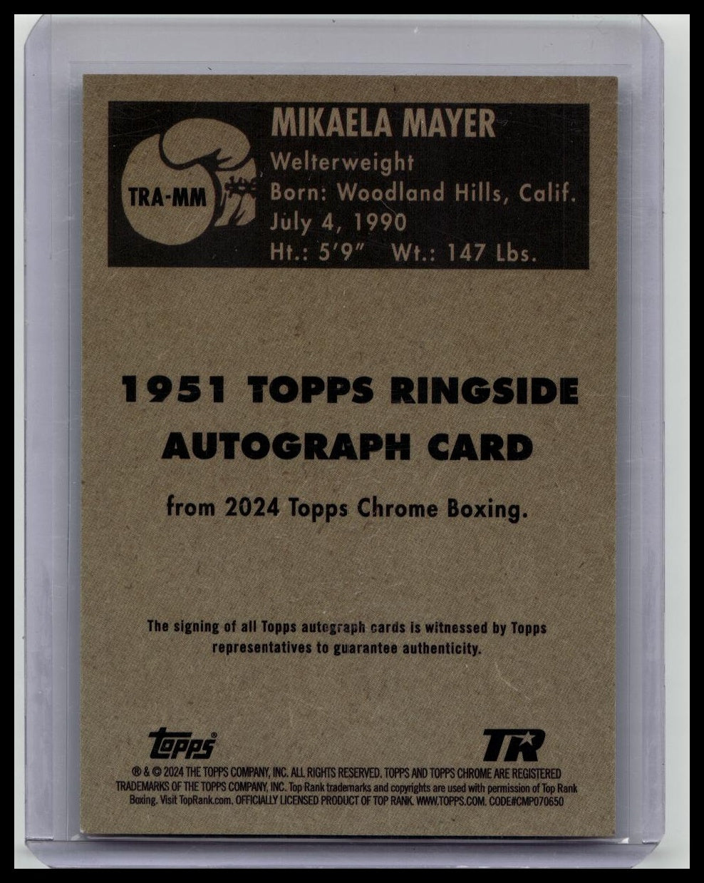 2024 Topps Chrome Boxing Mikaela Mayer Auto /75