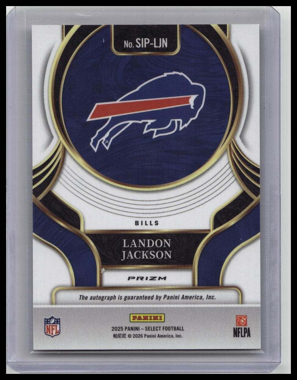 2025 Panini Select - Landon Jackson Prizm SILVER (RC) Auto #SIP-LIN Bills Rookie