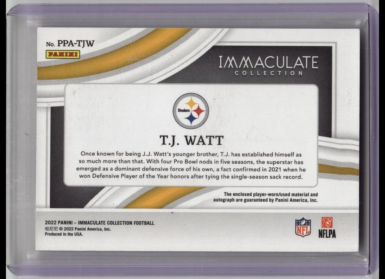 2022 Panini Immaculate T.J. Watt Patch Auto /49