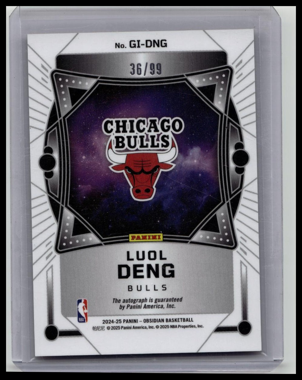 2024-25 Obsidian Luol Deng Galaxy Ink Electric Etch Orange Flood Auto #/99 Bulls