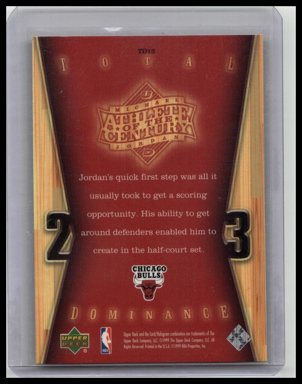 1999 Upper Deck Athlete of the Century Total Dominance Michael Jordan