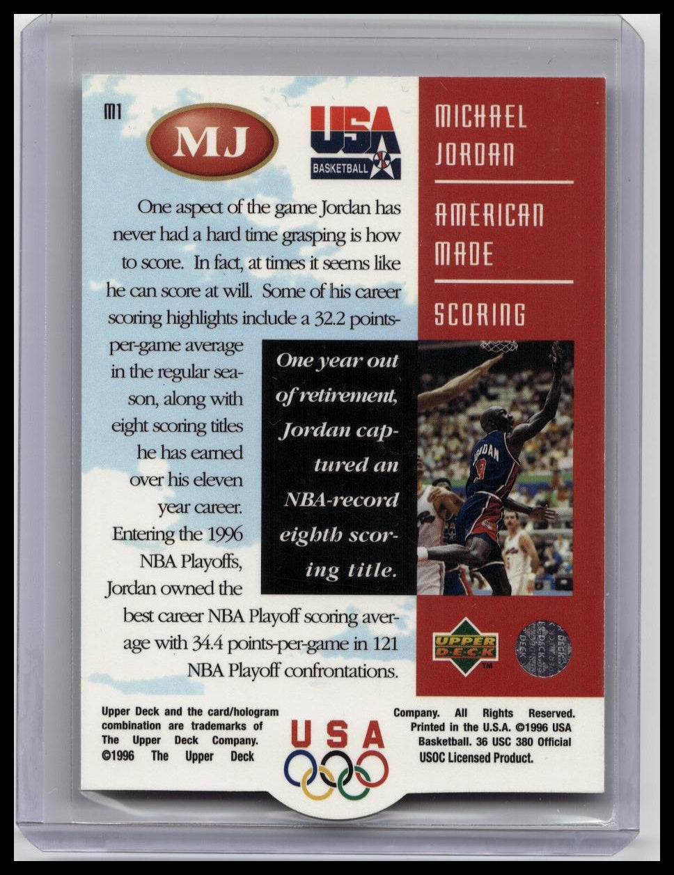 1996 Upper Deck USA Michael Jordan: American Made #M1 Michael Jordan USA
