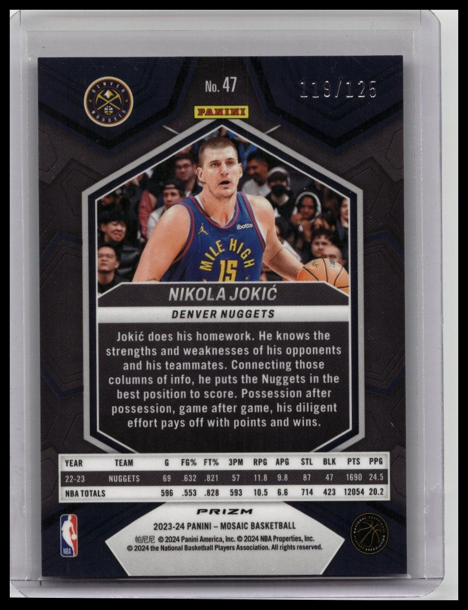 2024-25 Panini Mosaic Nikola Jokic #47 Blue Cracked Ice /125
