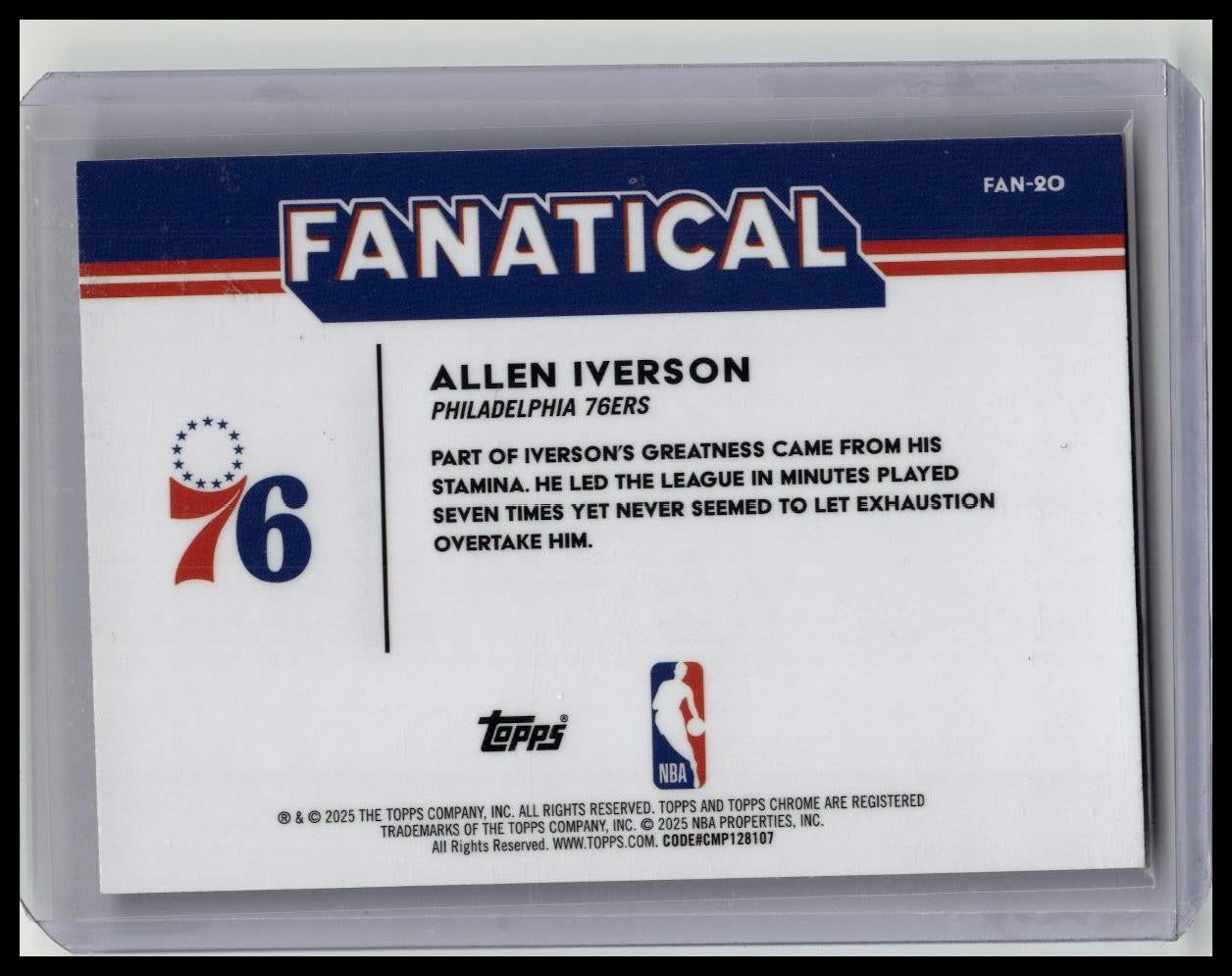 2025-26 Topps Chrome Allen Iverson Fanatical #FAN-20