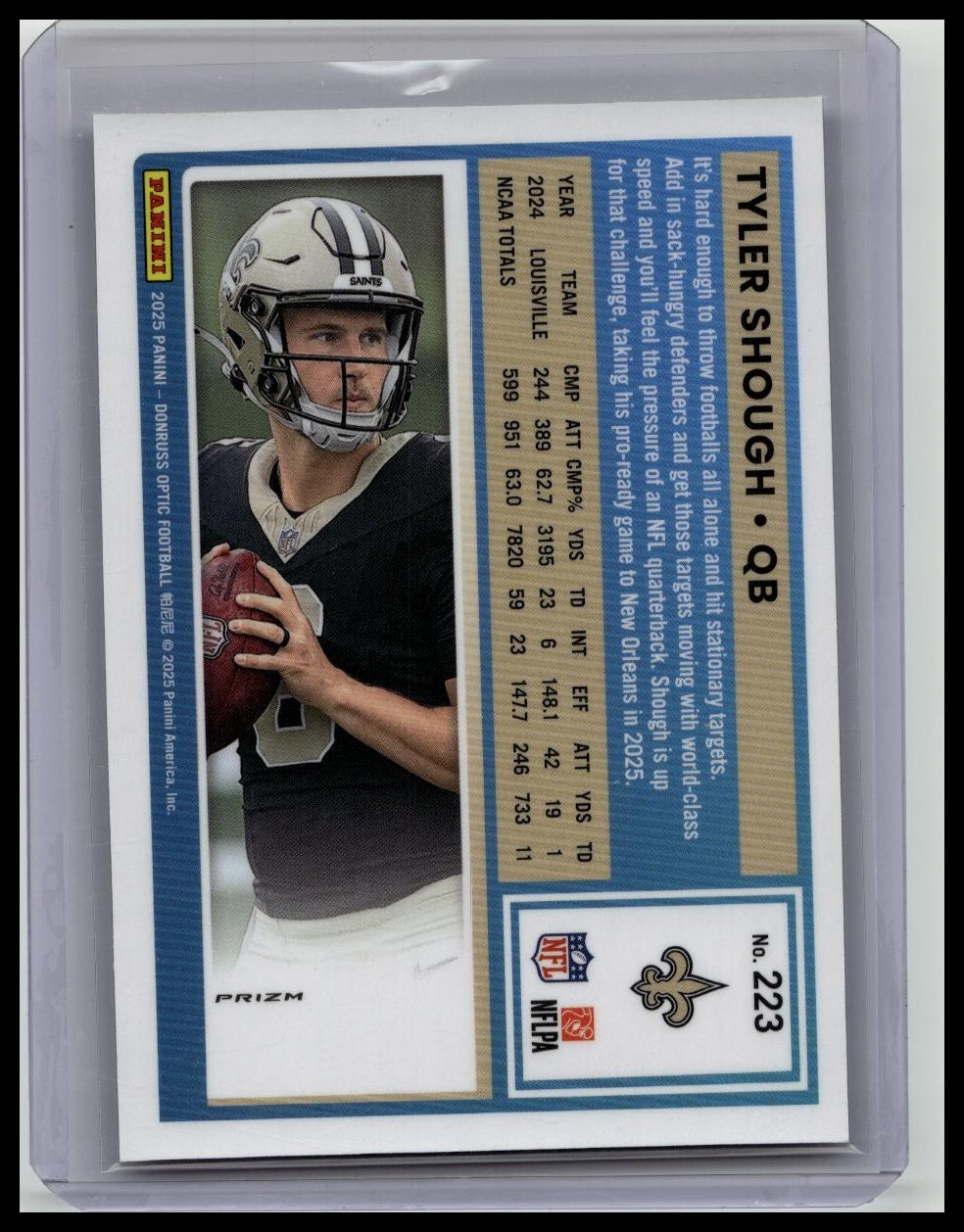 2025 Panini Donruss Optic - Rated Rookie Tyler Shough #223 Stars Prizm (RC)