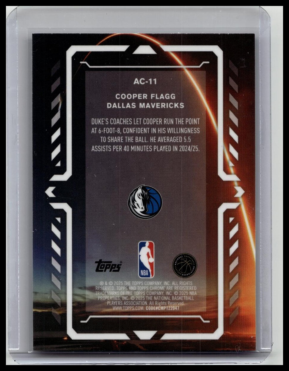 2025-26 Topps Chrome Activators Cooper Flagg Dallas Mavericks Rookie Card