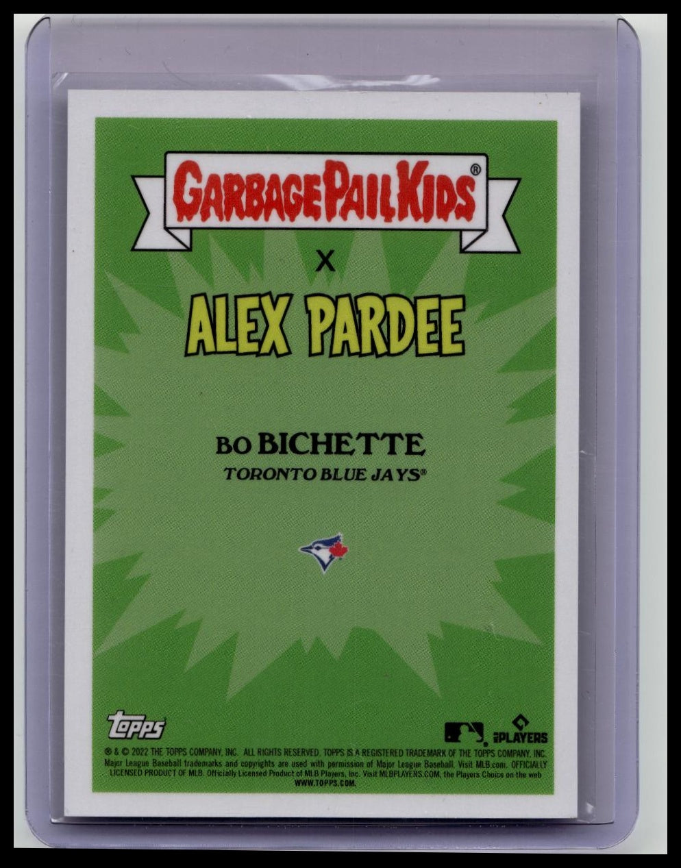 2022 Topps Bo Bichettee 10a Garbage Pail Kids GPK x MLB /250 (Bo Constrictor)