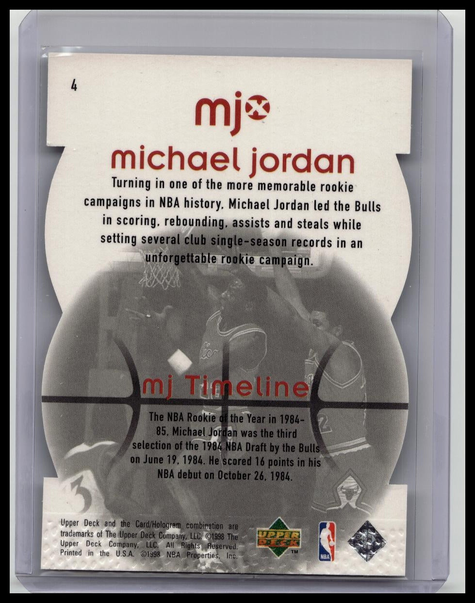 1998 Upper Deck MJX MJ Timepieces Die Cut 0067/2300 Michael Jordan #4 HOF
