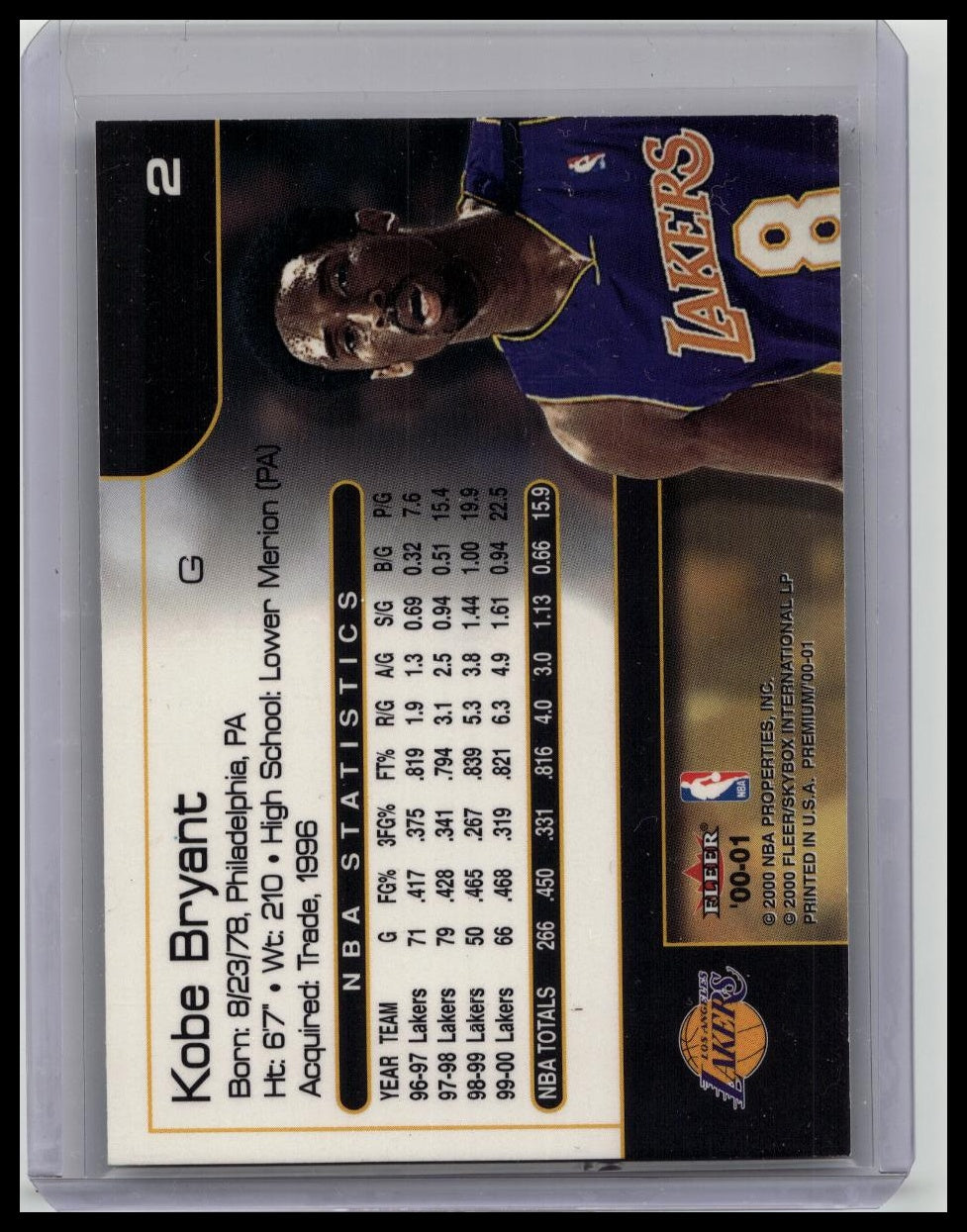 KOBE BRYANT 2000-01 FLEER PREMIUM #2 LAKERS