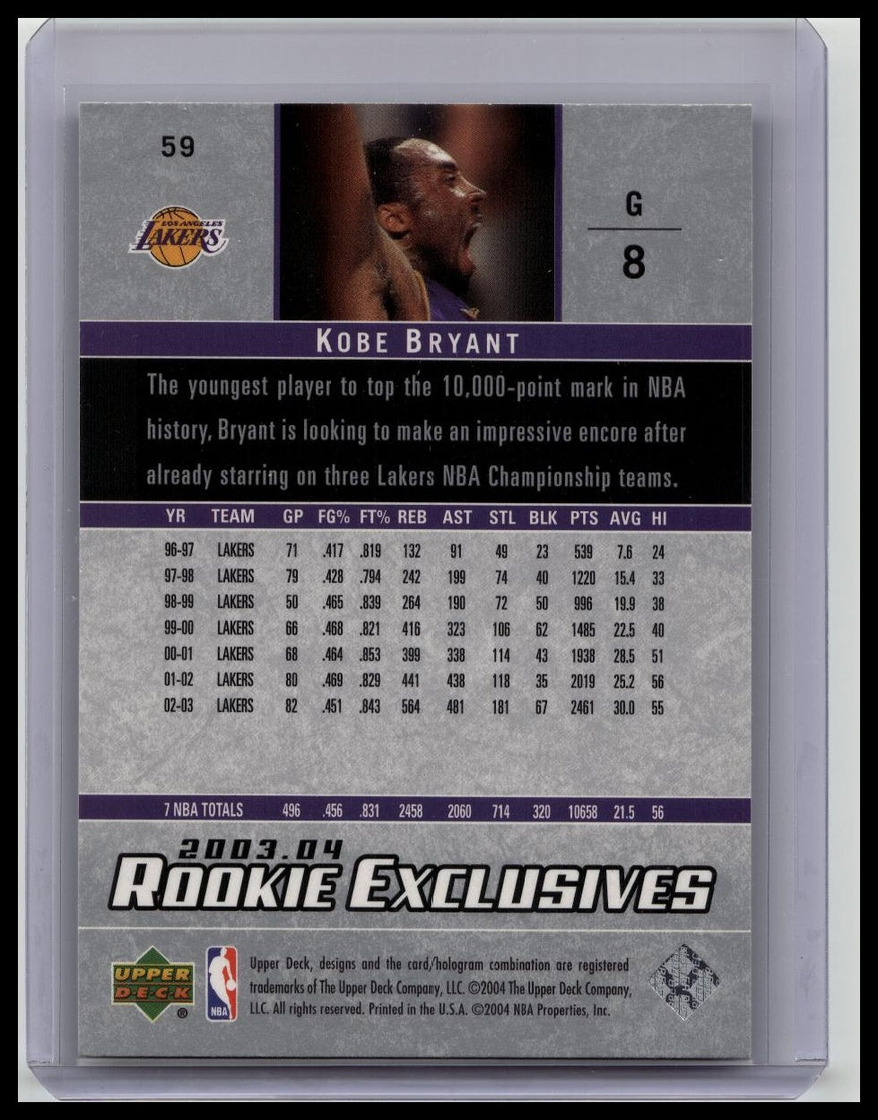 2003-04 Upper Deck Rookie Exclusives Kobe Bryant #59