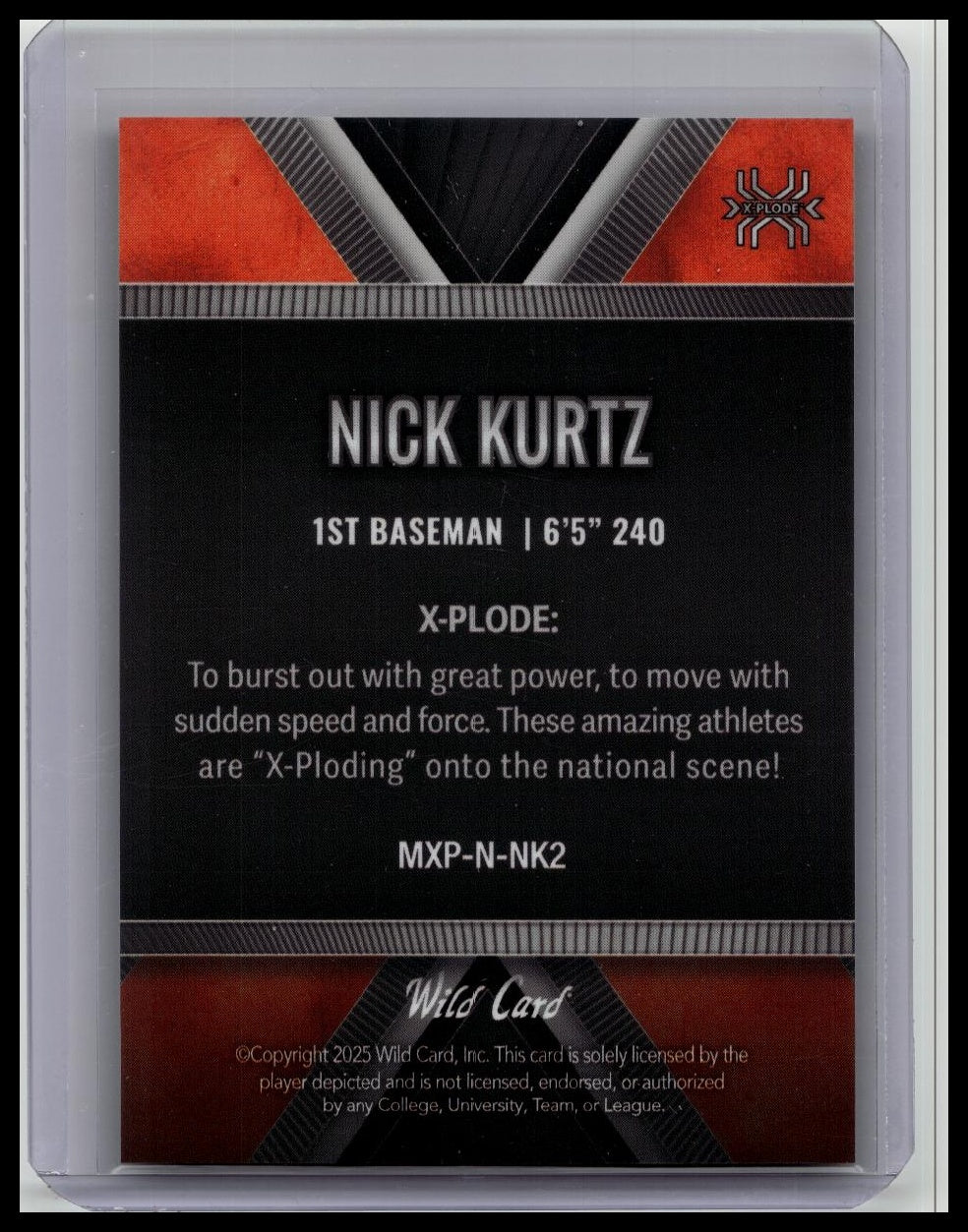 Wild Card 2025 Matte Nick Kurtz Rookie /50