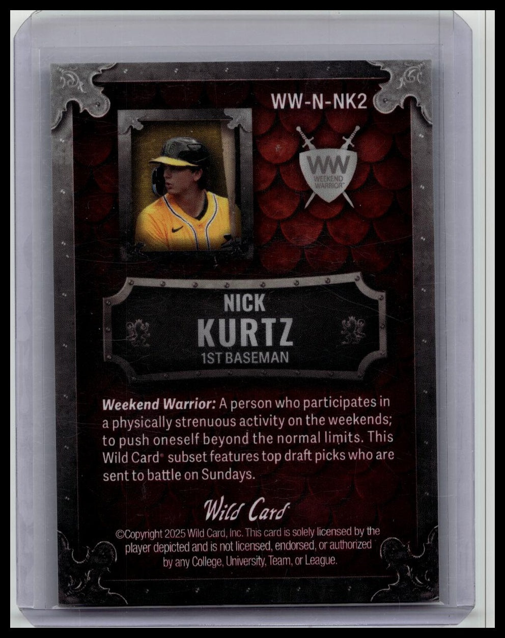 Wild Card 2025 Matte Nick Kurtz Rookie /25