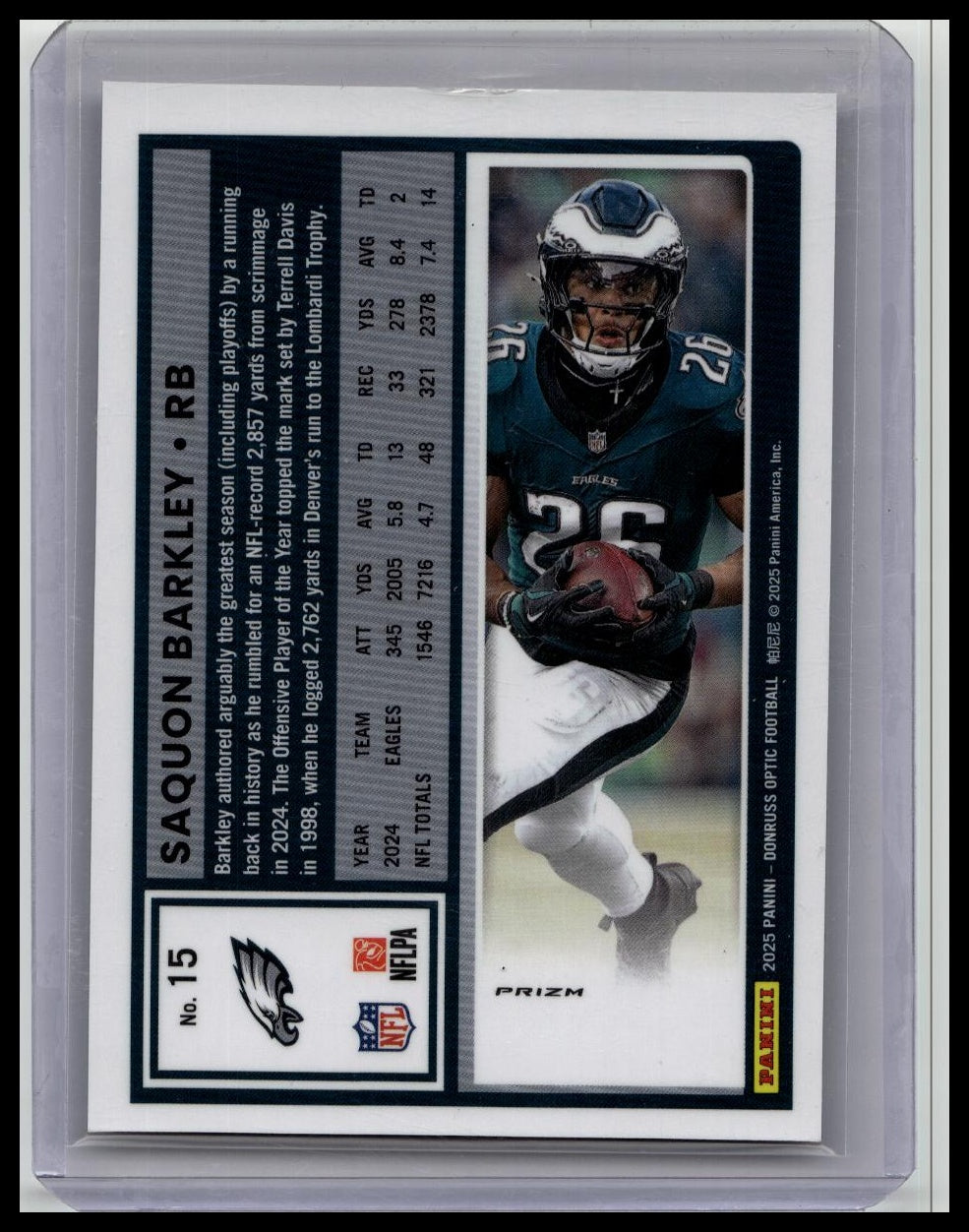 2025 Panini Donruss Optic Saquon Barkley FIRE EMOJI CASE HIT SSP #15 EAGLES