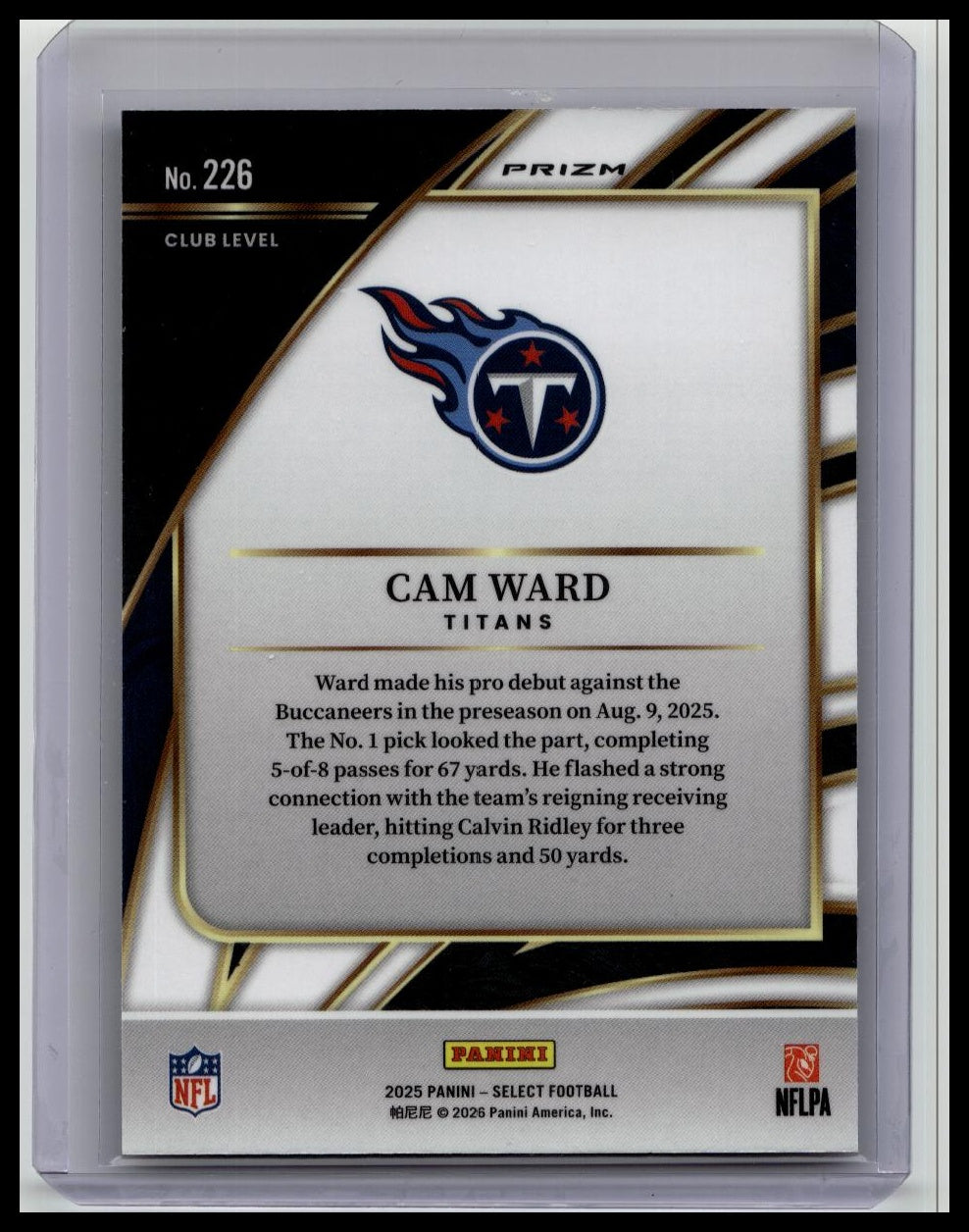 2025 Select Cam Ward Club Level Green And Yellow Shock