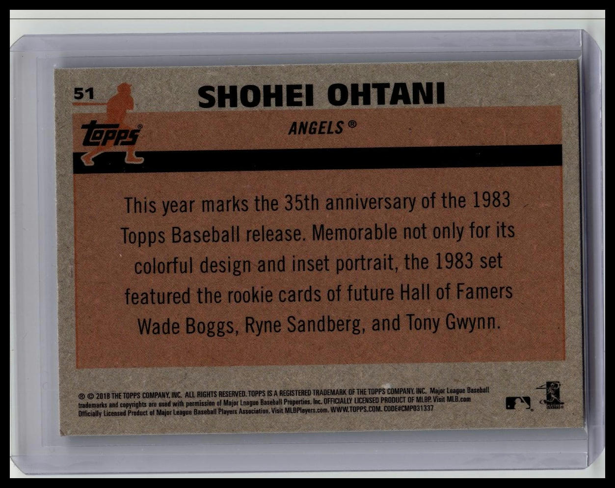 2018 Topps Silver Pack 1983 Chrome Promo #51 Shohei Ohtani Rookie