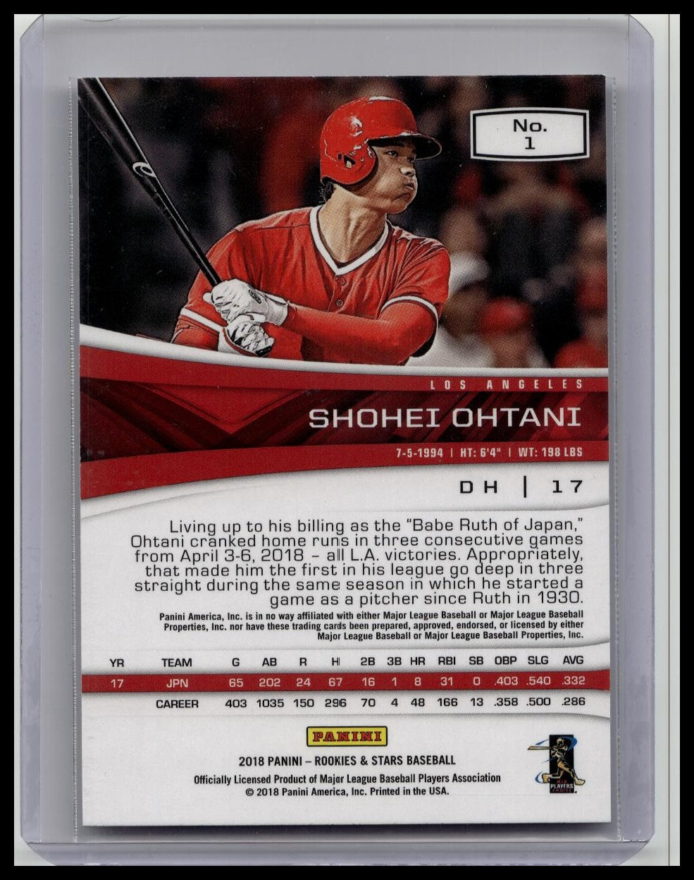 SHOHEI OHTANI 2018 Rookies and Stars Rookie #1