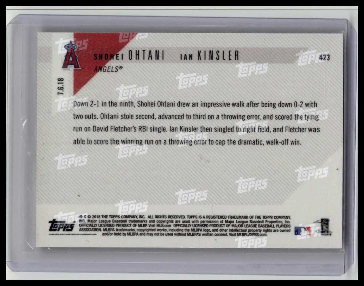 Shohei Ohtani & Ian Kinsler 2018 Topps Now #423 Angels Comeback Win