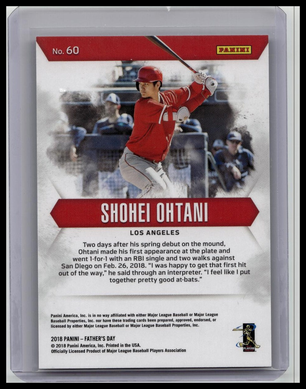 SHOHEI OHTANI ~ 2018 Panini Father's Day Rookie Card RC LA Angels #/399