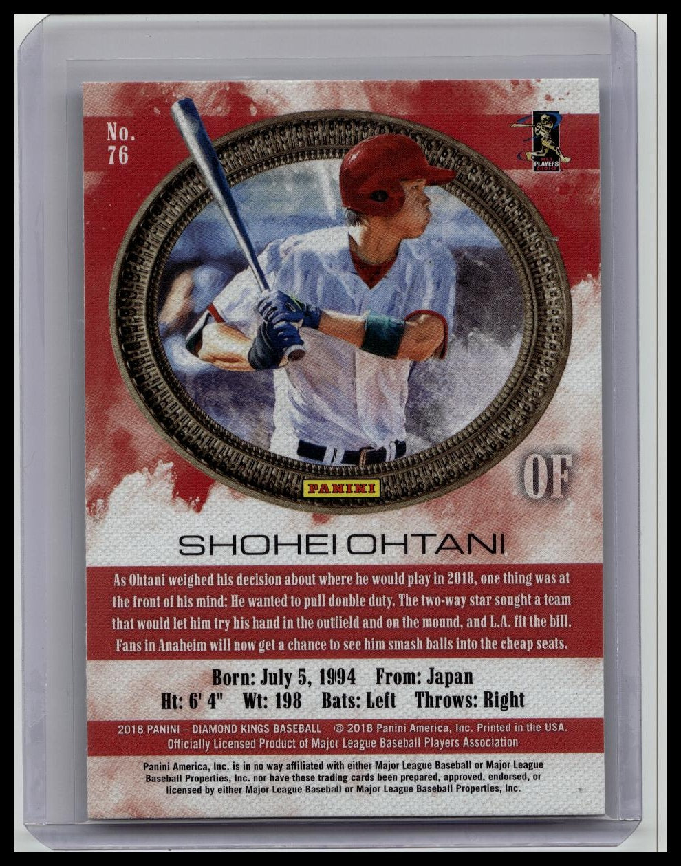 2018 Panini Diamond Kings - Shohei Ohtani #76 Batting Follow Through (RC)
