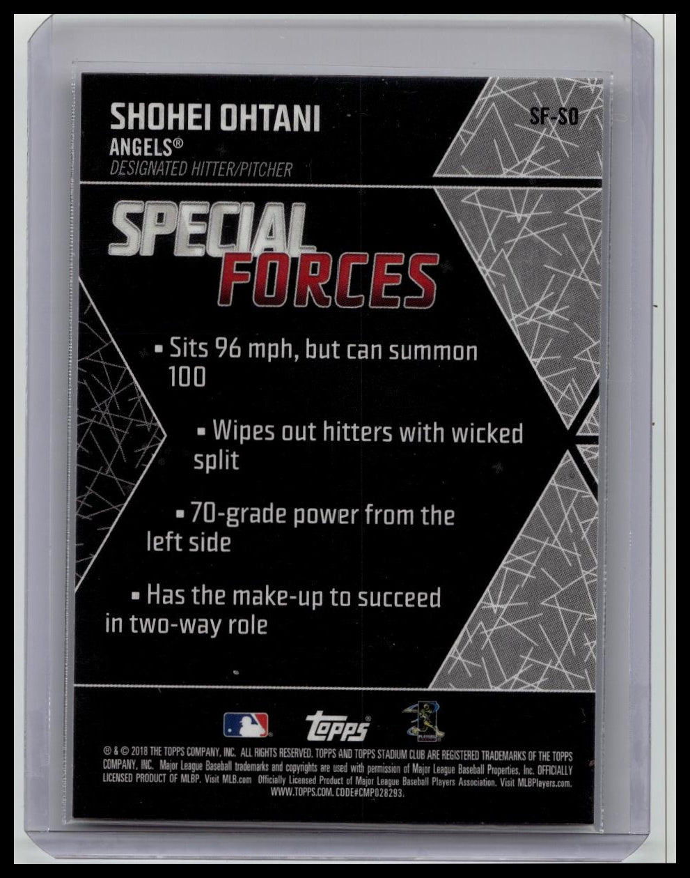 2018 Topps Stadium Club - Special Forces Shohei Ohtani #SF-SO (RC)