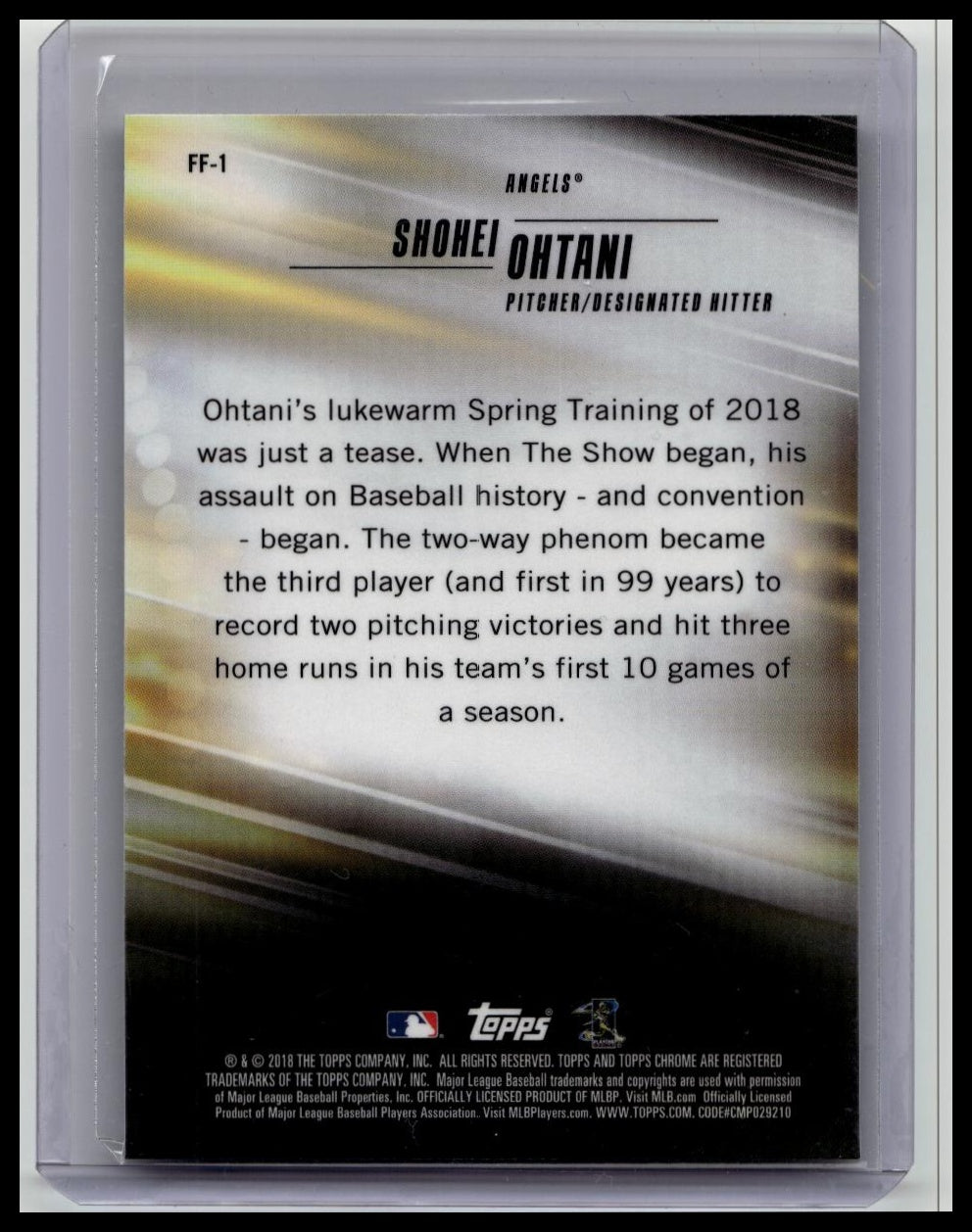 2018 Topps Chrome - Freshman Flash Shohei Ohtani #FF-1 (RC)
