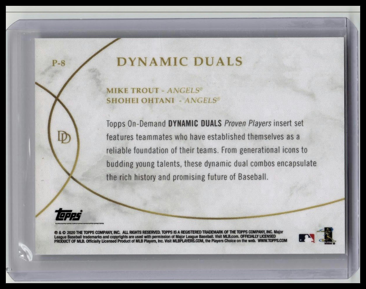 Mike Trout/Shohei Ohtani 2020 Topps Dynamic Duals #P-8 Proven Players