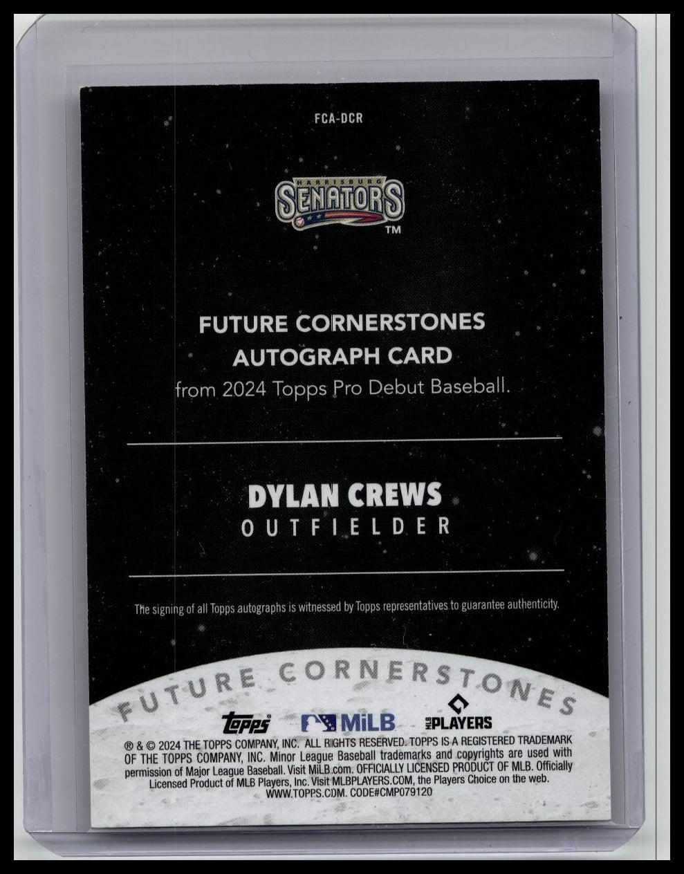 Dylan Crews 2024 Topps Pro Debut 63/99 Future Cornerstones Auto #FCA-DCR
