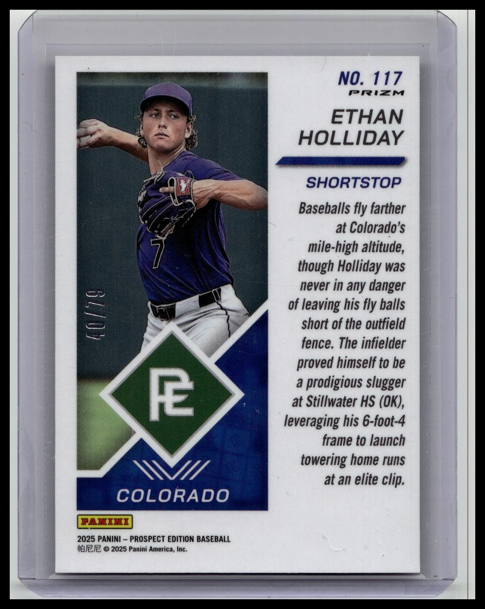 2025 Panini Prospect Edition Ethan Holliday Pink /79