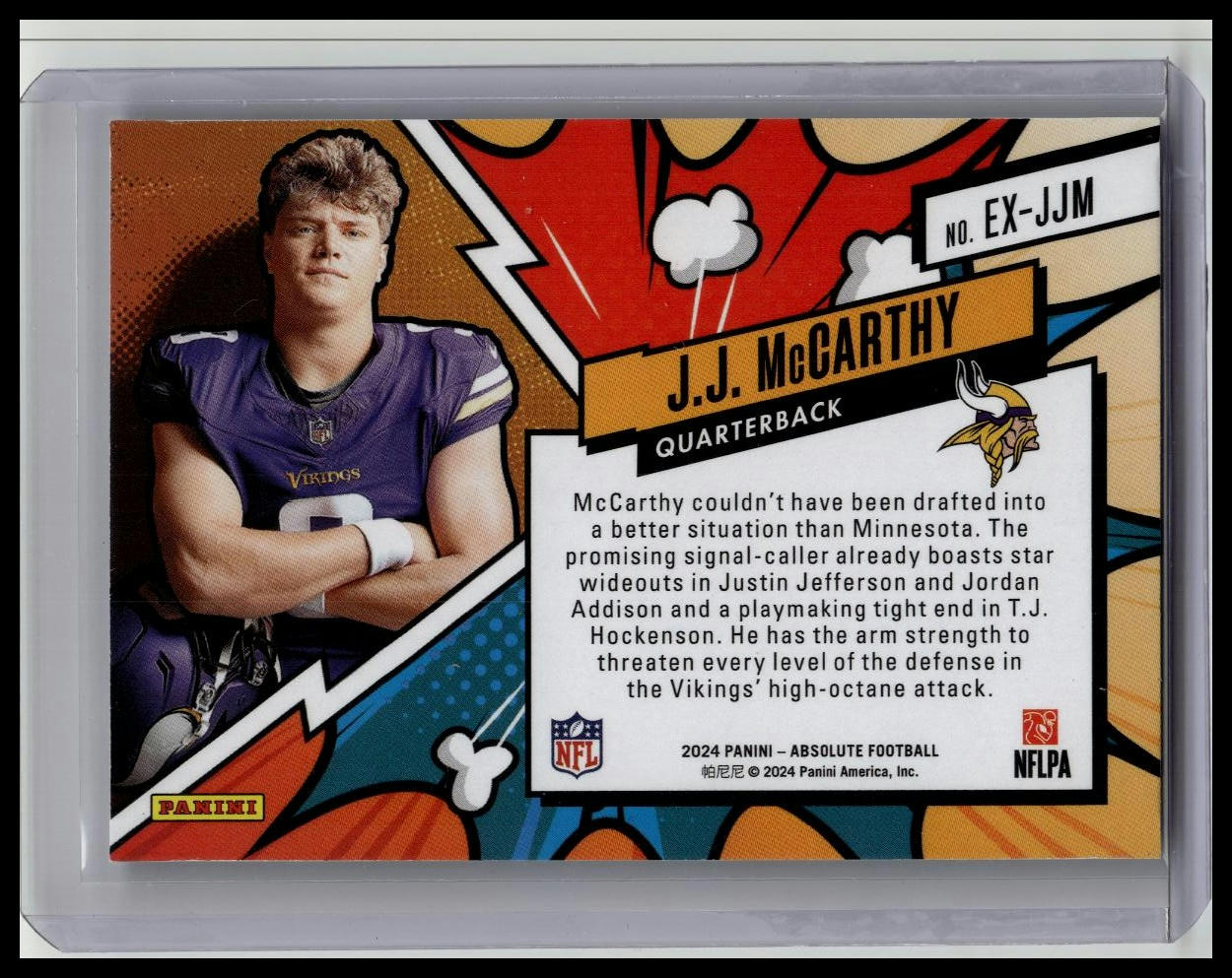 JJ MCCARTHY 2024 Panini Absolute Explosive #EX-JJM RC SSP Rookie VIKINGS