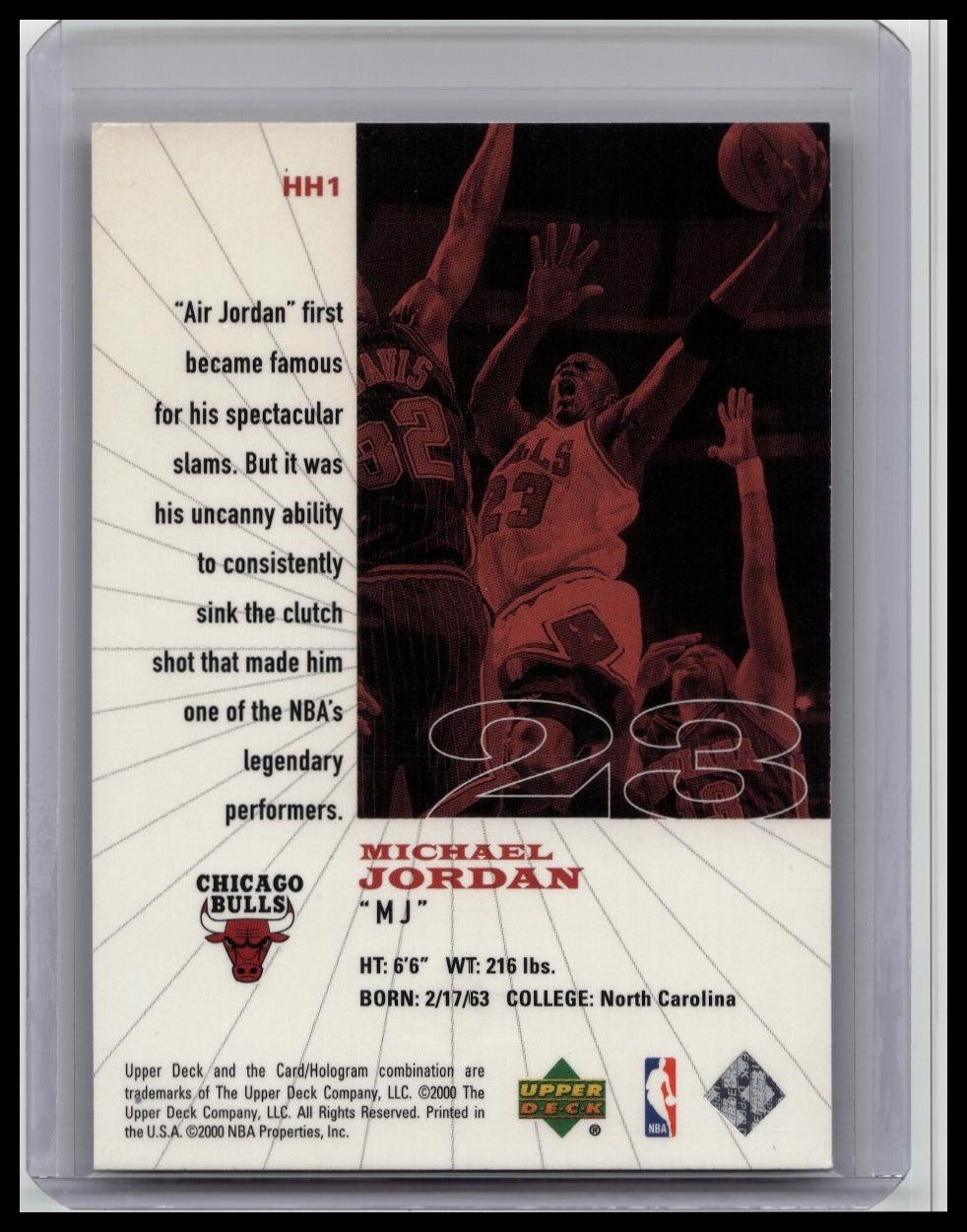 1999-00 Upper Deck NBA Legends History's Heroes Michael Jordan #HH1