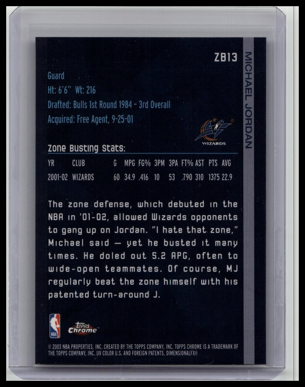 2002-03 Topps Chrome Michael Jordan Zone Busters ZB-13