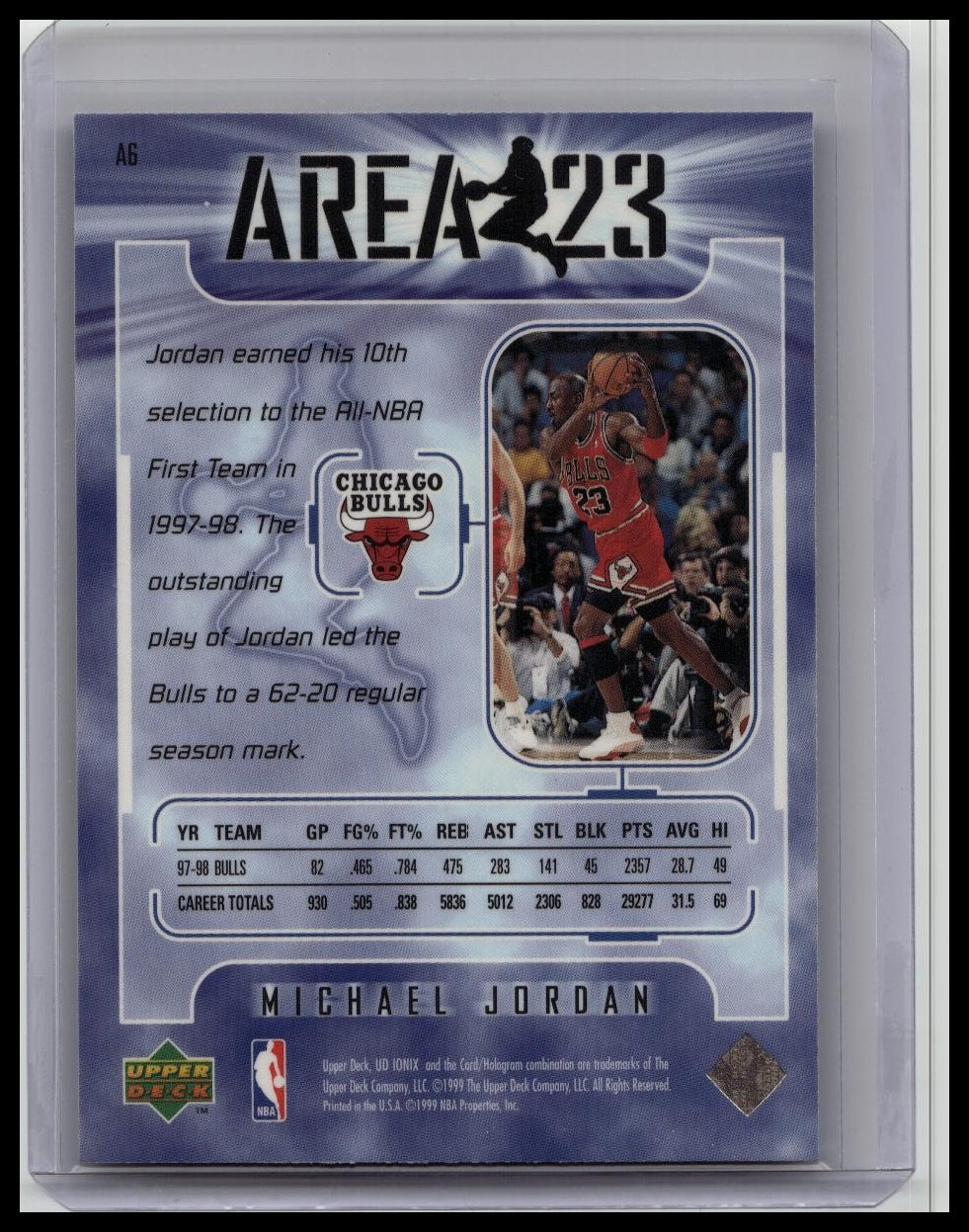 1998-99 Upper Deck Ionix - Area 23 Michael Jordan #A6 Bulls