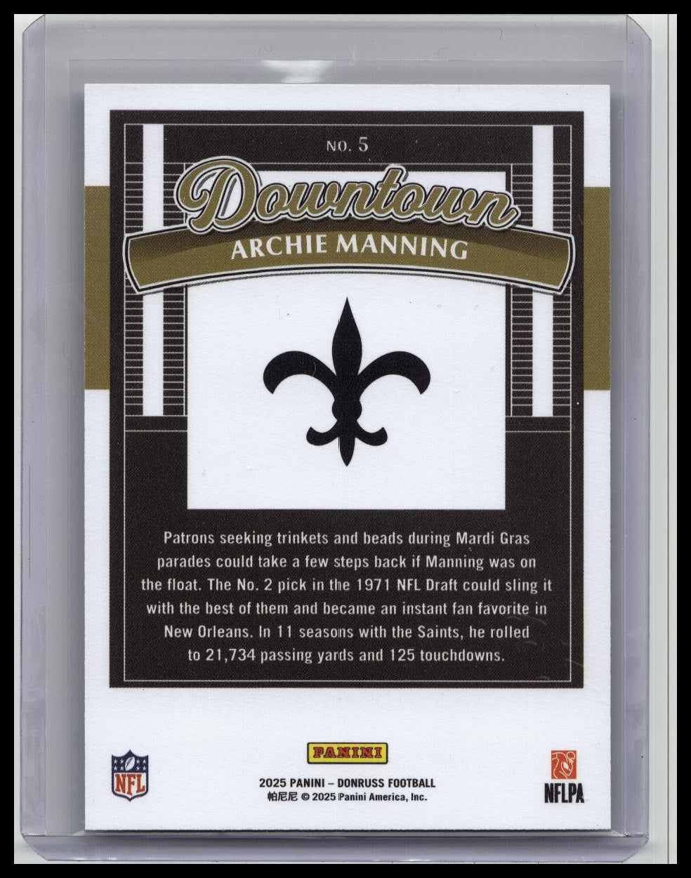 2025 Panini Optic DOWNTOWN Prizm Archie Manning - Saints