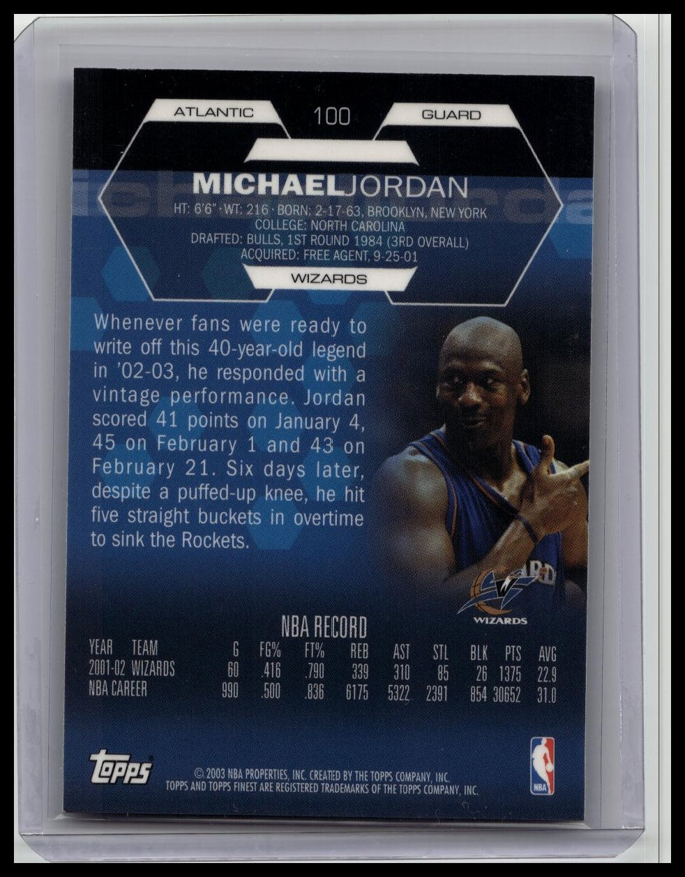 2002 Topps Finest MICHAEL JORDAN #100 CHROME