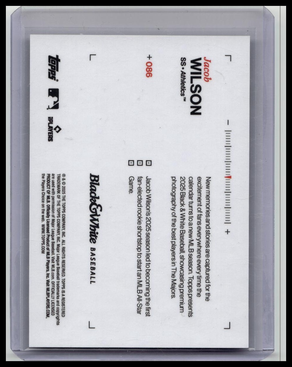 2025 Topps Black & White #086 Jacob Wilson Film Strip SP