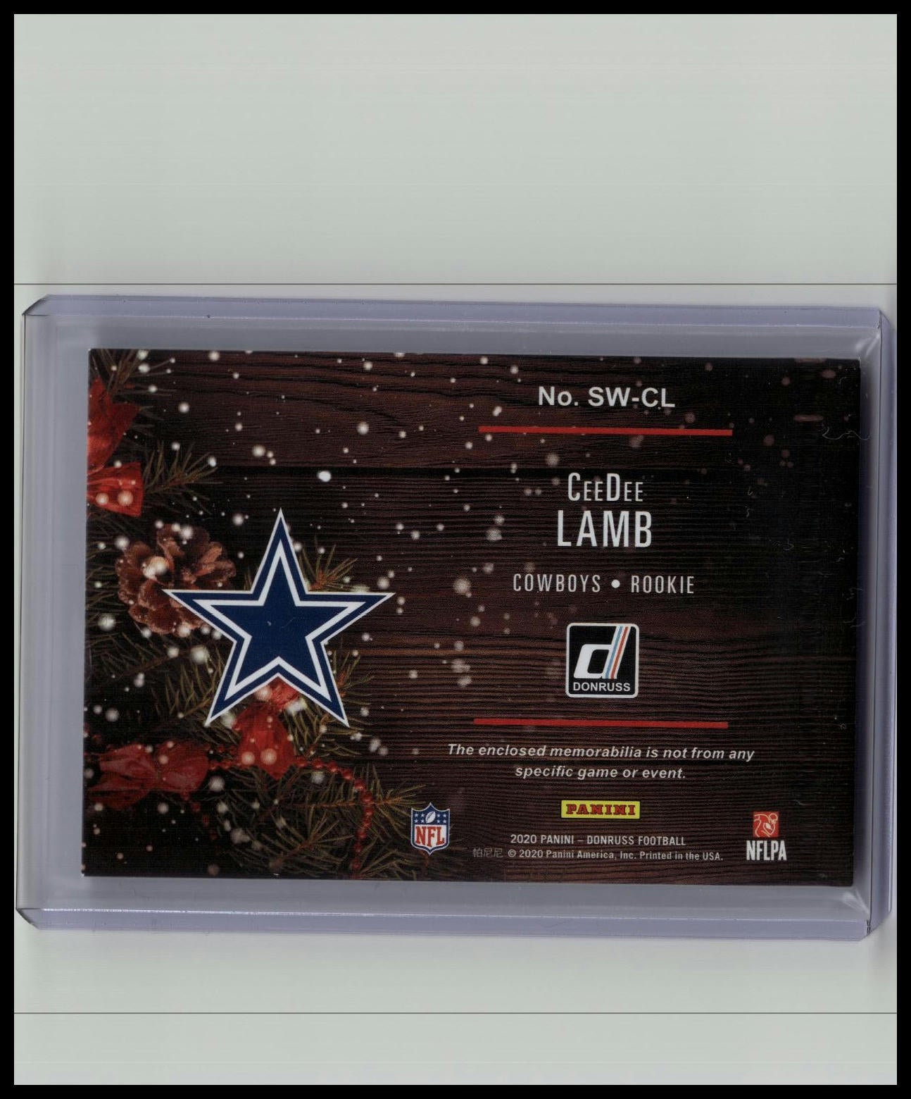 2020 Donruss CeeDee Lamb Holiday Sweater RC #SW-CL Cowboys Rookie