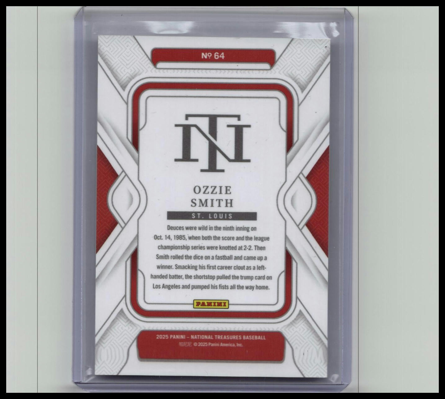2025 National Treasures Ozzie Smith Holo Silver #'d /49 Cardinals