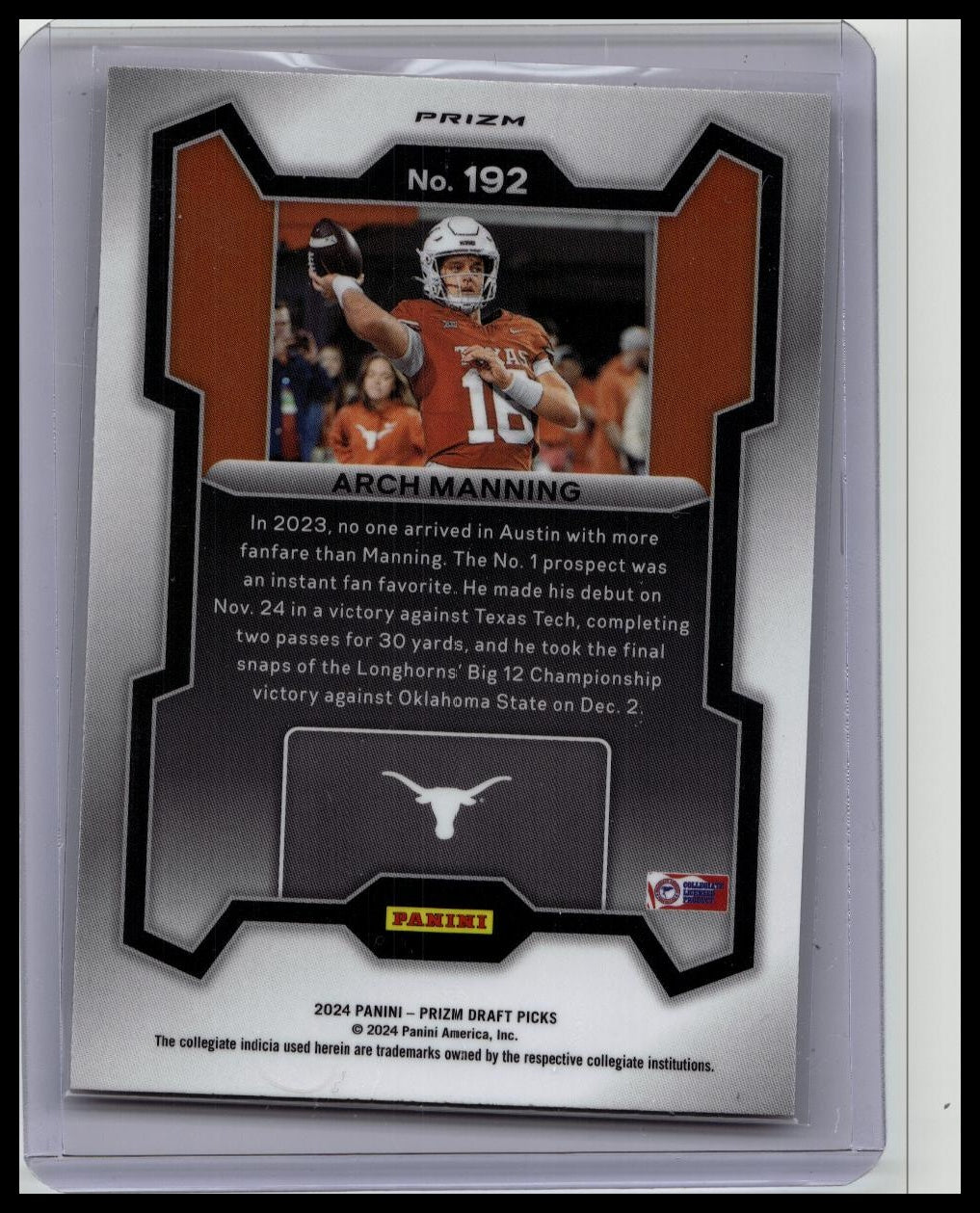 2024 Panini Prizm Draft Picks Red Ice #192 Arch Manning RC Rated Prospect