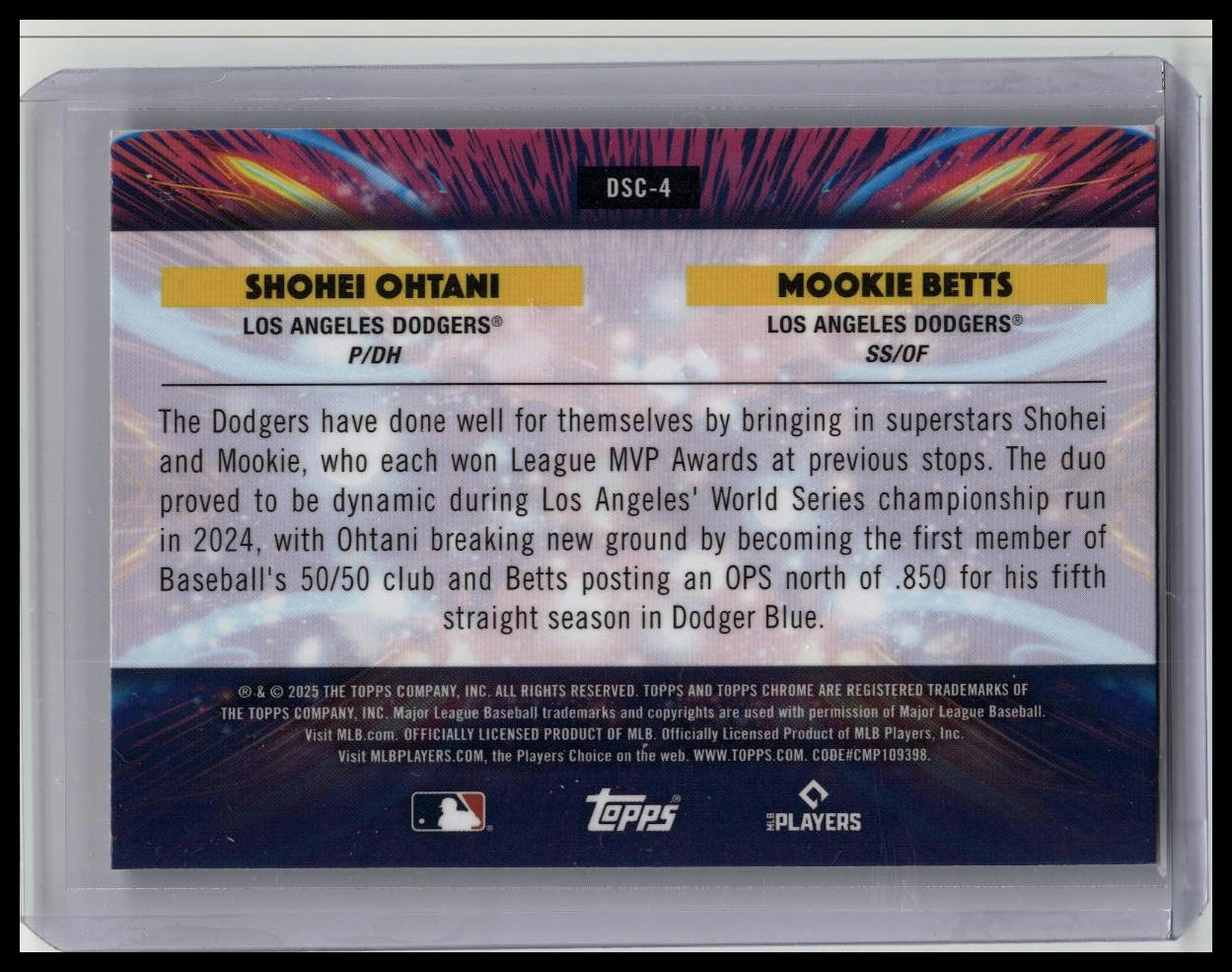 2025 Topps Chrome Cosmic #DSC-4 Mookie Betts / Shohei Ohtani Dual Star Clusters