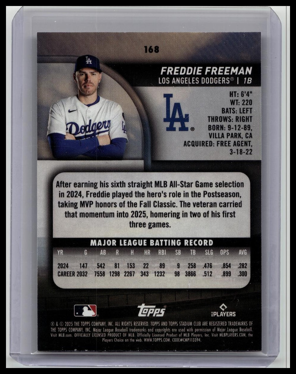 Freddie Freeman 2025 Topps Stadium Club MEMBERS ONLY