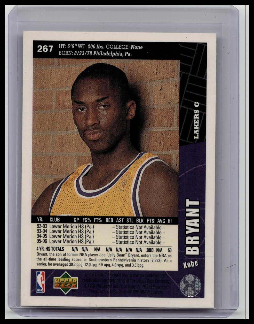 Upper Deck 1996-97 Collector's Choice Kobe Bryant #267 Lakers Rookie Card
