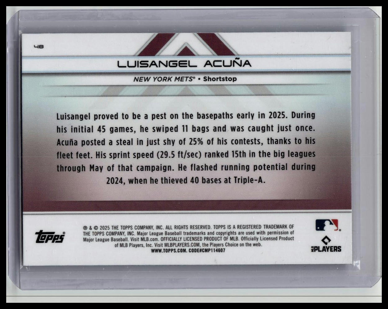 2025 Topps Transcendent #48 Luisangel Acuna RC ROOKIE METS