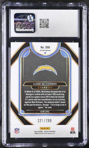 2024 Panini Select - Club Level Ladd McConkey #268 Copper Shock Prizm /299 (RC)