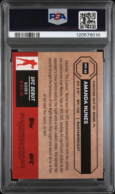 2024 TOPPS CHROME UFC 1954 TOPPS #FFT20 AMANDA NUNES PSA 10
